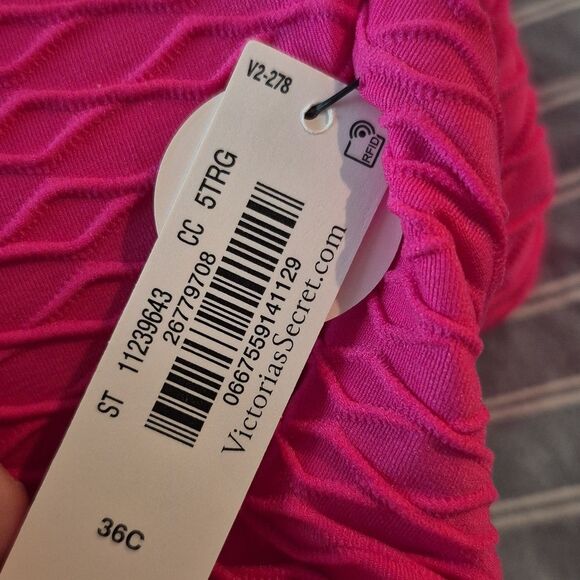 Victoria's Secret 36C TWIST FRONT Push Up Bikini Top Underwire Textured Pink Nwt - Picture 5 of 7